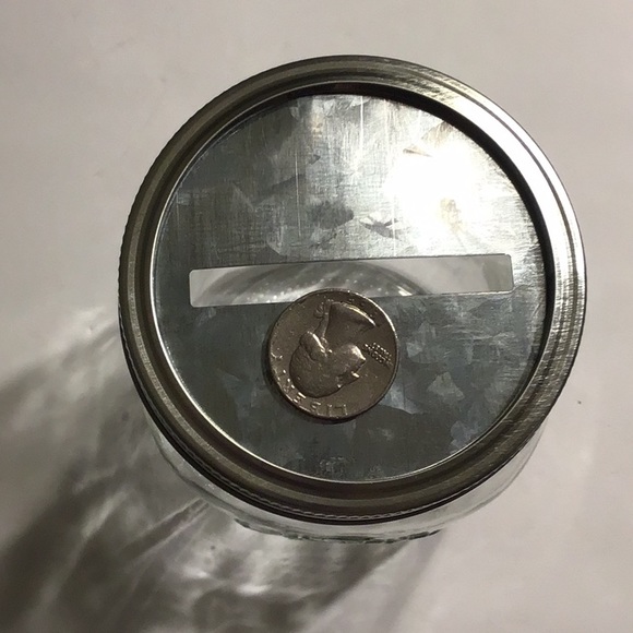 Galvanized Coin Bank Lid with Wide Mouth Canning Jar - Picture 3 of 4